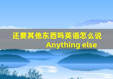 还要其他东西吗英语怎么说 Anything else